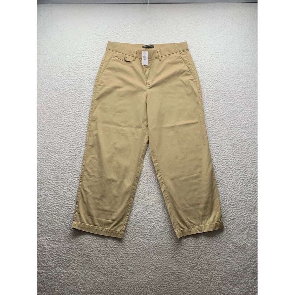 Banana Republic Capri Pants Womens 6 Petite 32x24 British Khaki Wide Leg Trouser
